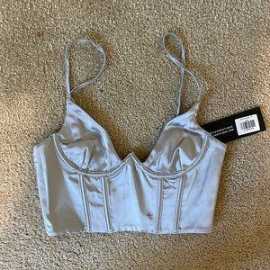 White Fox Corset top in Baby Blue